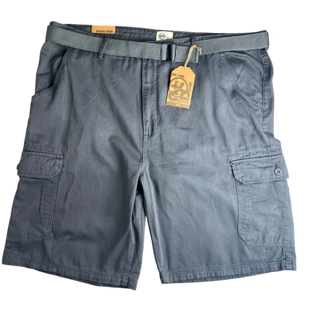 CD Copper Denim Mens Cargo Shorts Gray 100% Cotton With Belt Size 44 - Picture 14 of 14